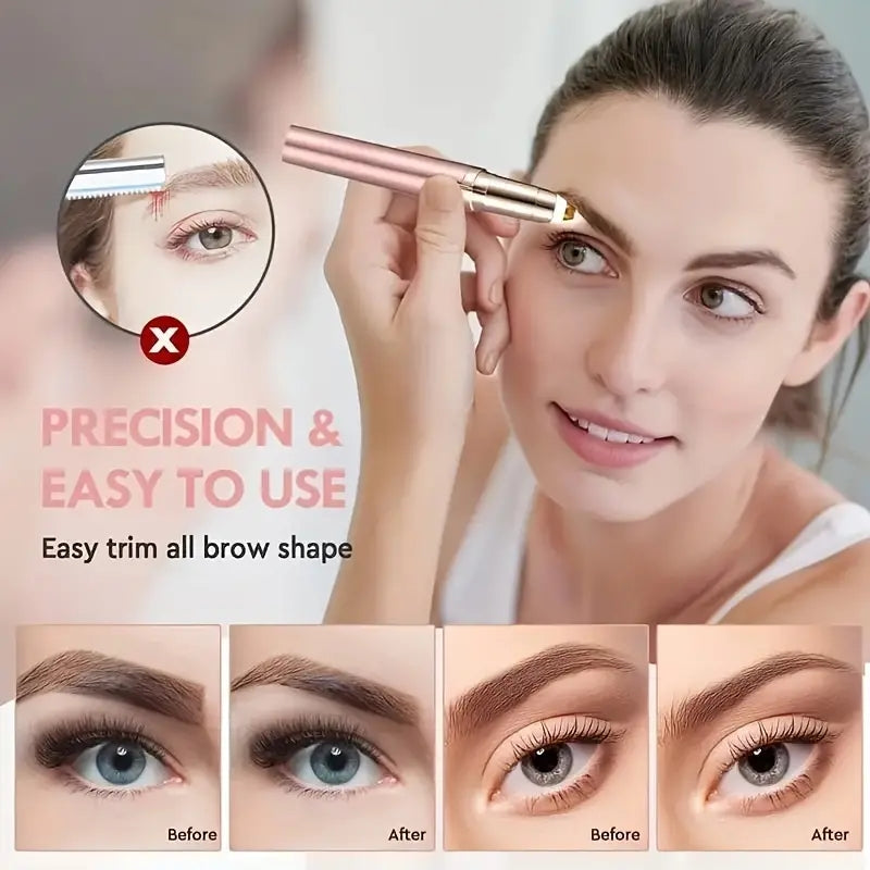 Depiladora eléctrica portátil para cejas con luz LED para mujeres, indolora y segura.